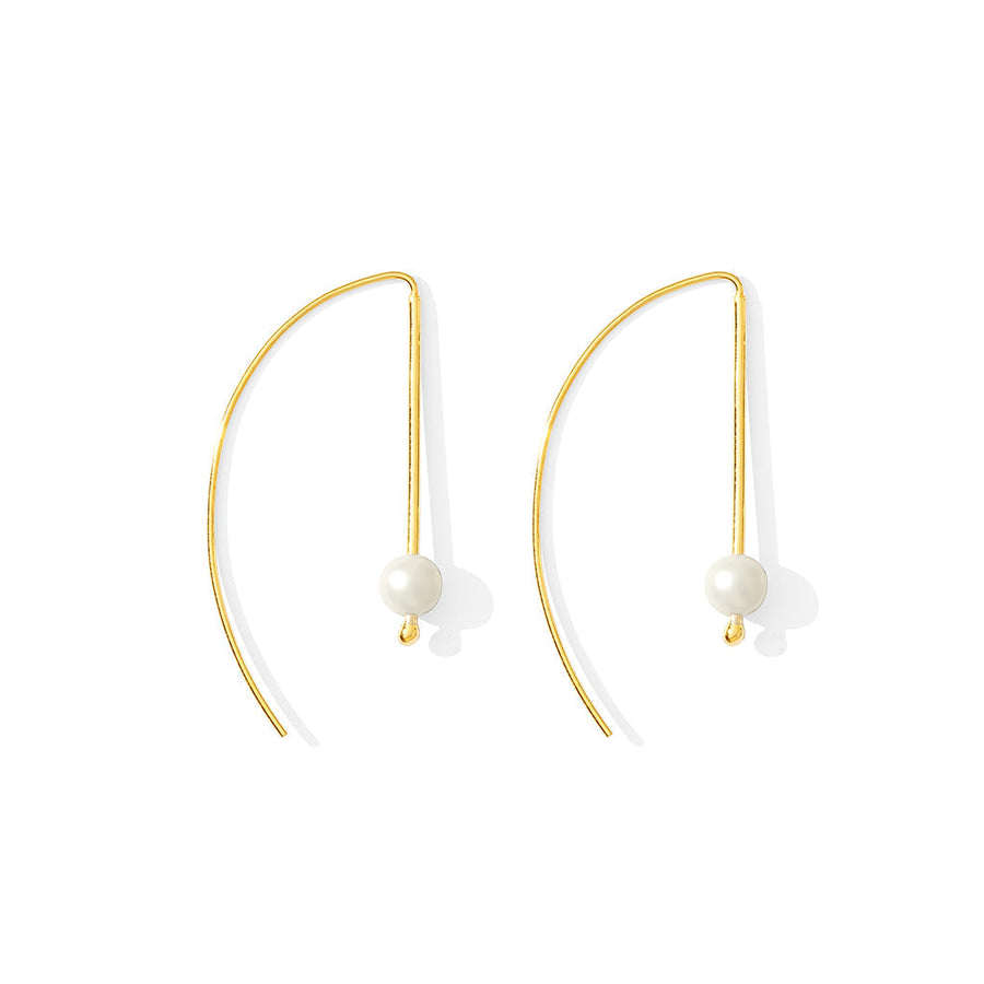 Freshwater Pearl Hook Earrings Gold Plated Recycled Shell Minimalist Jewelry