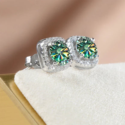 Moissanite Stud Earrings 925 Sterling Silver Round Cut Classic Women's Jewelry